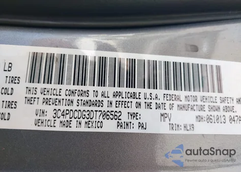 2013 Dodge Journey Crew из США, поврежденный, VIN 3C4PDCDG3DT706562